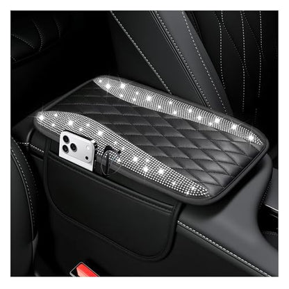Bling Rhinestones Center Console Covers for Cars (Bling Silver)