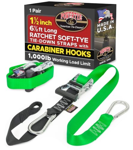 1.5 inch x 6.5ft Ratchet Straps w (6.5 ft / Green)