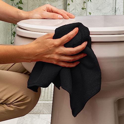 Microfiber Cleaning Cloths (Pack of 36 - 16x16 Inches / Black)