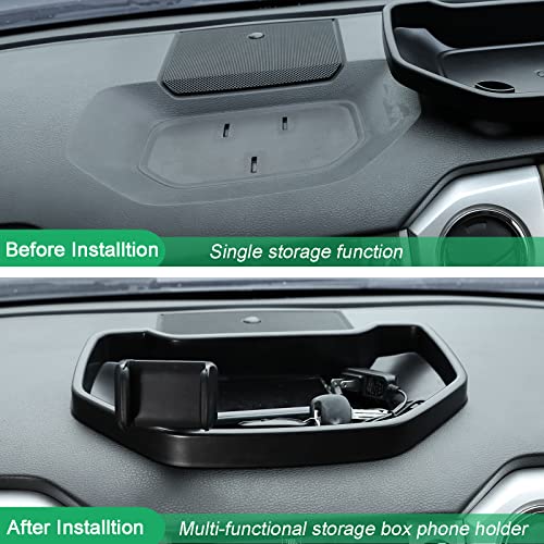 Black ABS Car Center Console Dash Table Storage Tray Fit for Toyota Tundra 2014 (With Mobile Phone Holder)