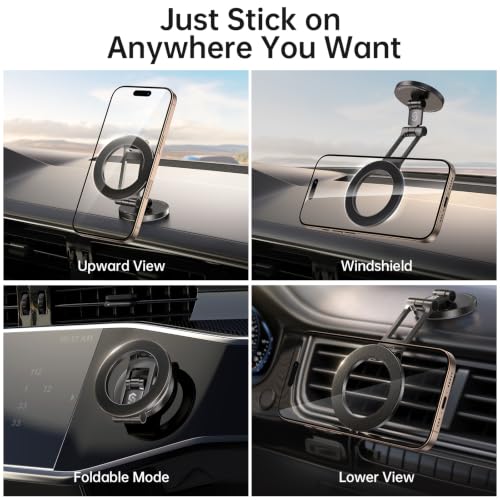 Fits MagSafe Car Mount Magnetic Phone Holder for Dash and Tesla (Titanium Black)