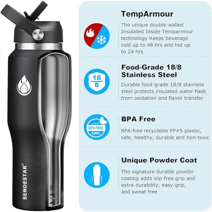 40oz Stainless Steel Water Bottle (Black / 40 Ounces)