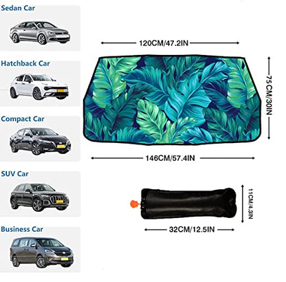 Tropical Car Sun Shade Windshield Umbrella Palm Leaf Sunshade (57X31 Inch / Color-LEAF11)