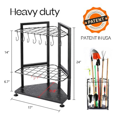 Garden Tool Organizer for Garage Corner (Triangel-Black)