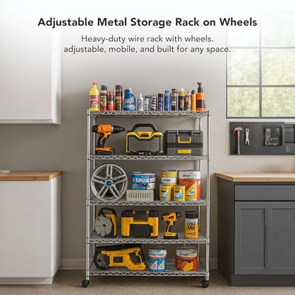5 Tier Heavy Duty Wire Shelving Unit Storage Rack for Products Plant Pantry (5 Tier - 14"W x 30"L / Chrome)