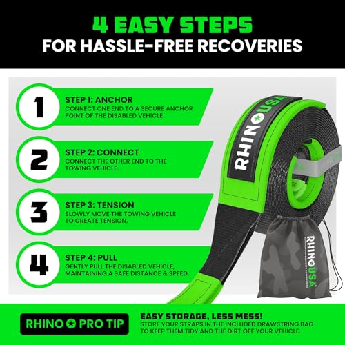 Offroad Recovery Tow Strap (Black / 2in x 20ft)