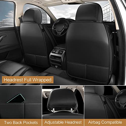 Leather Car Seat Covers Front Pair (BLACK/RED / FRONT SET)