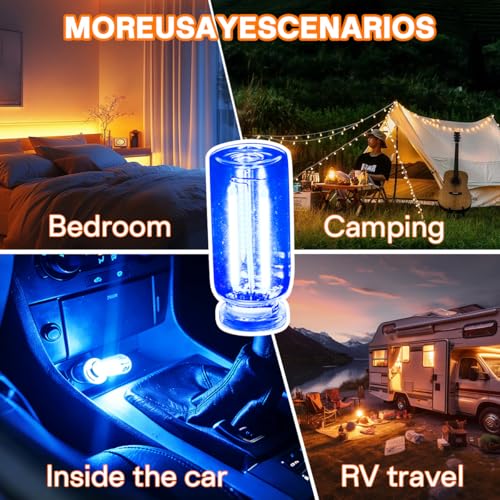 2PCS USB LED Lights for Car Interior (Blue)