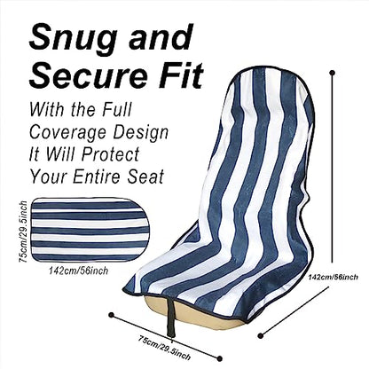Car Seat Cover Protector Front Seats (1Pcs Front Seat Towel / Blue Stripe)