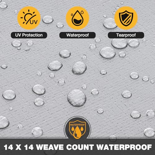Heavy Duty Tarp 14 Mil Tarp Waterproof Silver 16x20 FT (Silver/Black-14mil / 16'x20')