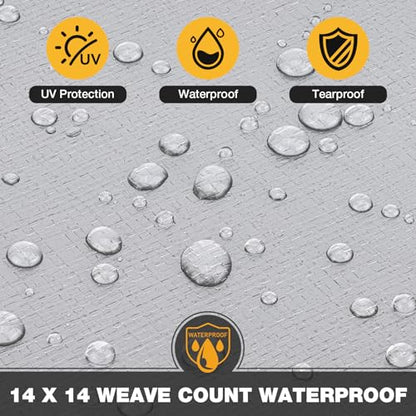 Heavy Duty Tarp 14 Mil Tarp Waterproof Silver 12x24 FT (Silver/Black-14mil / 12'x24')