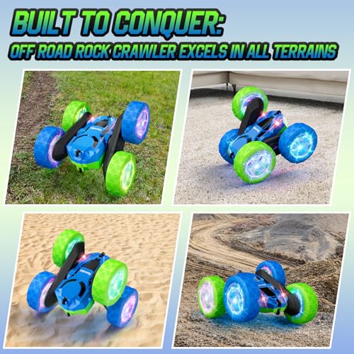 RC Cars Toys for Kids Ages 6 (Blue&green / Glow (Headlights & Wheel Lights))