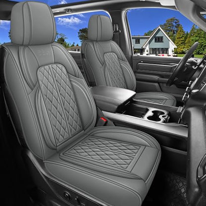 Car Seat Cover Custom Fit for Dodge Ram 1500 2500 3500 2002 (Grey / Full Set (Flat Rear))