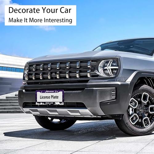 Mountains Forest Bear License Plate Frame for Jeep (Adventure -Purple)