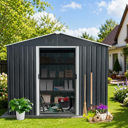 8x10 FT Outdoor Storage Shed (8x10 FT/No Window / Black)