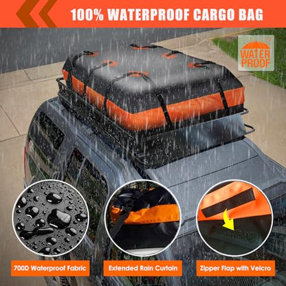 Roof Rack Carrier Carrier Basket 65"*39"*6"+Waterproof Bag 20 Cubic Feet (65"*39"*5")