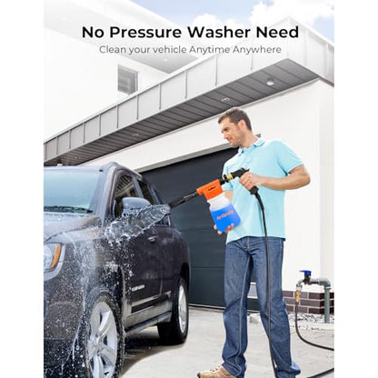 Upgraded Car Wash Foam Gun + Microfiber Wash Mitt (Orange)