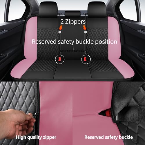 Solid Black Full Set Car Seat Covers (N1 Black Pink / Full Set)