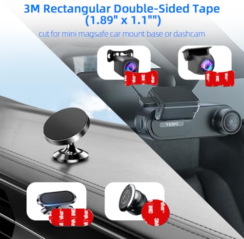 5 Pack Rectangle Heat Resistance Double Side Tape 3M VHB Sticker Pads Sticky Adhesive Replacement for Magnetic Dashboard Car Mount Holder Base for Dash Magnet Phone Mounts & Ring Grip Socket