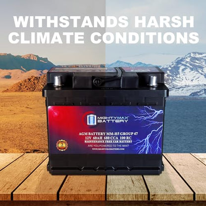 MM H5 Start and Stop Car BCI Group Size 47 12V 60 AH (Group 47)