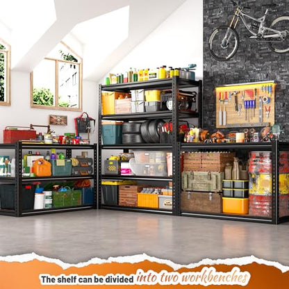 Storage Shelves Whith Thickened MDF Wood for House Pantry Organizer (R2-33.9"Wx15.4"Dx65.8"H,Black)