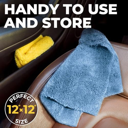 Edgeless Microfiber Car Towels (Blue and Yellow)