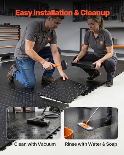 Garage Floor Tiles 12 x 12 x 0.53 inch (50 Pack Tile / Black)