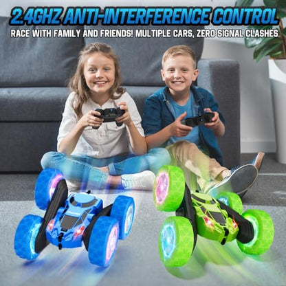 STEM Remote Control Car for Kids Ages 6 (Blue / Glow (Headlights & Wheel Lights))