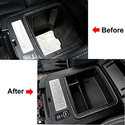 Center Console Organizer Container Tray Armrest Storage Box Phone Holder For Toyota Land Cruiser Prado J120 (Black)