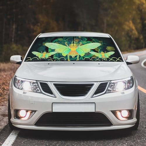 Funny Bee Car Windshield Sun Shade Umbrella Sunshade Block UV Rays Sun Visor Protector Auto Windshield Sunshade to Keep Vehicle Cool for Cars Trucks & Suvs 57 X 30 in (57'' X 30'' / style-AB10)