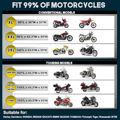 Motorcycle Cover 600D Waterproof for Touring Models Harley Davidson Nightster (Gray / 108"-3XL)