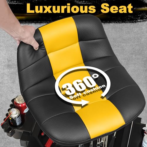 Rolling Stool with Wheels (Yellow)