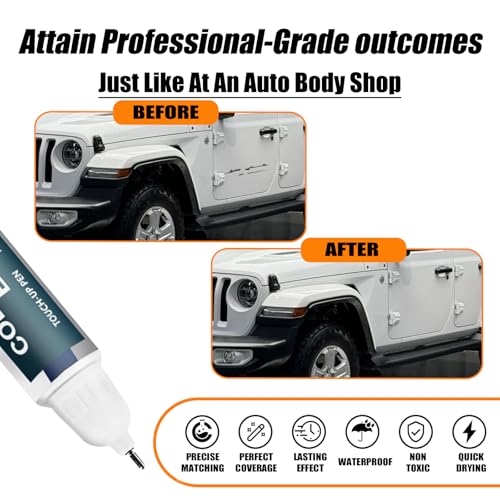 PW7 GW7 Bright White Touch Up Paint for Jeep (Bright White(PW7/GW7) Compatible with Cherokee/Compass/Grand Cherokee/Grand-Wagoneer/Patriot/Wagoneer/Wrangler-JK/Wrangler-JK-Unlimited)