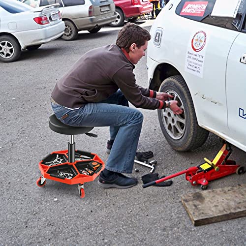 Adjustable Mechanic Rolling Stool (Red)
