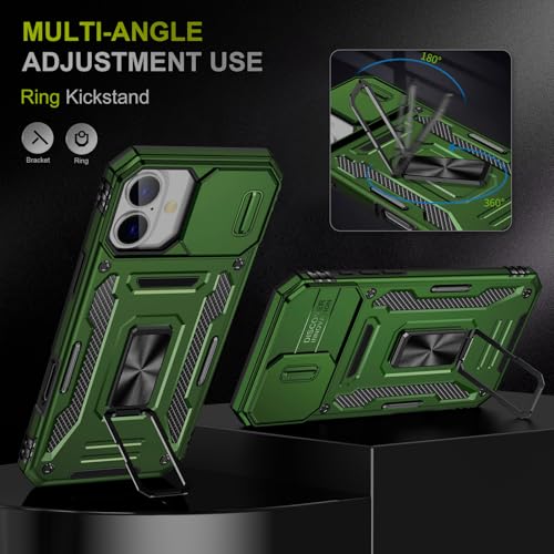 Phone Case for i Phone16 Case iPhone 16 Phone Case with Camera Lens Cover (iPhone 16 【6.1 inch】 / Olive Green)