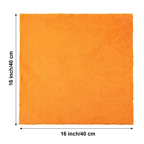 30 Pcs 16 x 16 Inch Edgeless Microfiber Plush Towels for Cars Detailing Drying Wash Polishing Absorbent Cleaning Cloths (Orange / 16 x 16 Inch)