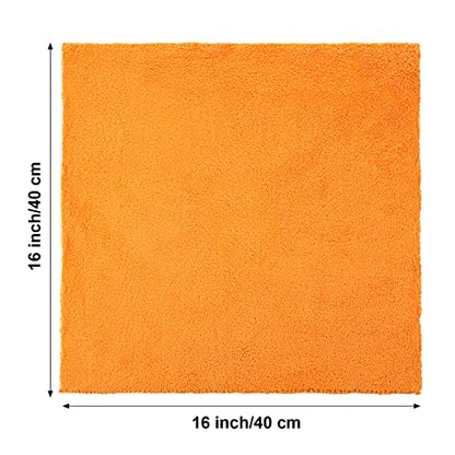 30 Pcs 16 x 16 Inch Edgeless Microfiber Plush Towels for Cars Detailing Drying Wash Polishing Absorbent Cleaning Cloths (Orange / 16 x 16 Inch)
