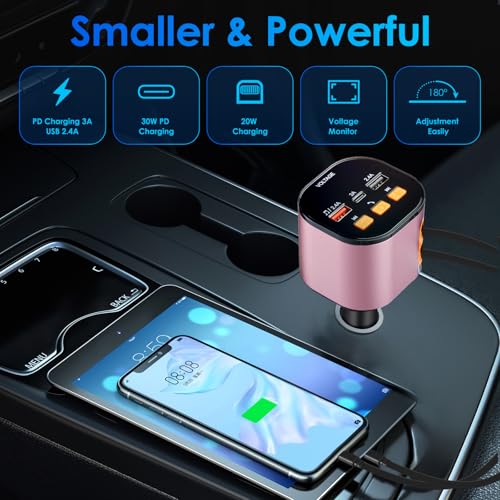 Retractable Car Charger (Pink)