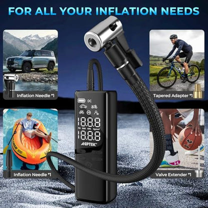 Tire Inflator Portable Air Compressor Pressure Gauge Electric (5000mAh)
