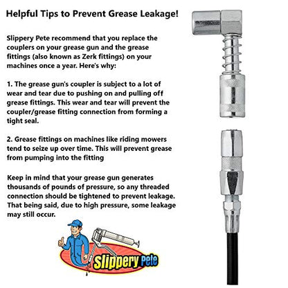 90 Degree Grease Coupler Snaps on to Grease Fittings in Tight Spaces (Standard Zerk Inlet)