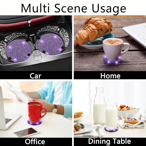 2pcs Bling Car Cup Holder Coaster (Purple Violet / 2pcs)