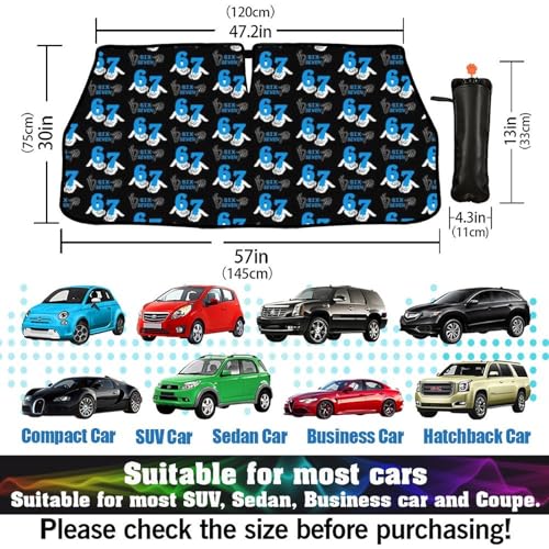 Funny Six Seven Car Windshield Sunshade Umbrella Foldable (57X31 Inch / styled45f-3)
