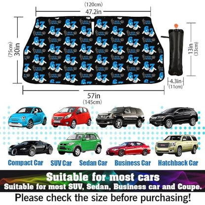 Funny Six Seven Car Windshield Sunshade Umbrella Foldable (57X31 Inch / styled45f-3)