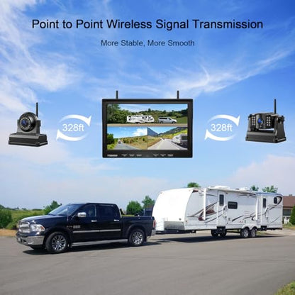 Magnetic Wireless Backup Camera (Arctic Black / 10 inches 3-Camera)