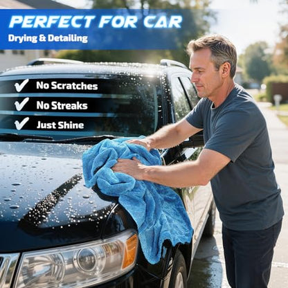 2 Pack 1200 GSM Car Drying Towels (Blue / Pack of 2)