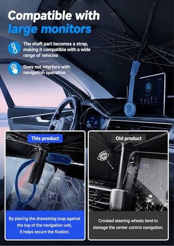 Car Windshield Sun Shade Umbrella with Pull Cord 55''×29'' (55''×29'')