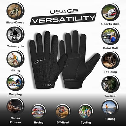 All Weather Motorcycle Gloves for Men & Women (Black / X-Large)