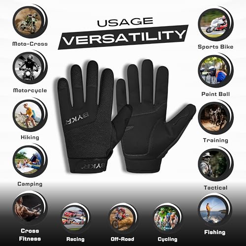 All Weather Motorcycle Gloves for Men & Women (Black / Medium)