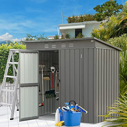 Domi Outdoor Storage Shed 6' x 4' (6' x 4' Sloping Roof / Dark Gray)