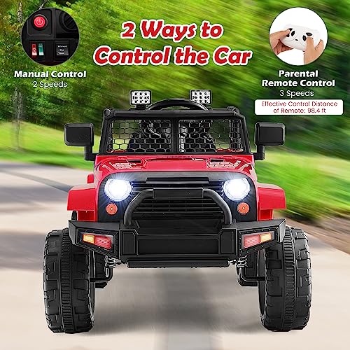 Ride on Car 12V Battery Powered Truck Vehicle with Remote Control (Red / 39" x 26" x 26")